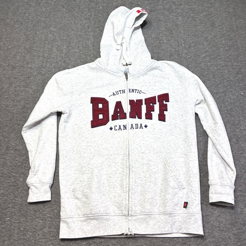 Canadian Collective Banff Canada Zip Hoodie Women Small Gray Authentic Graphic